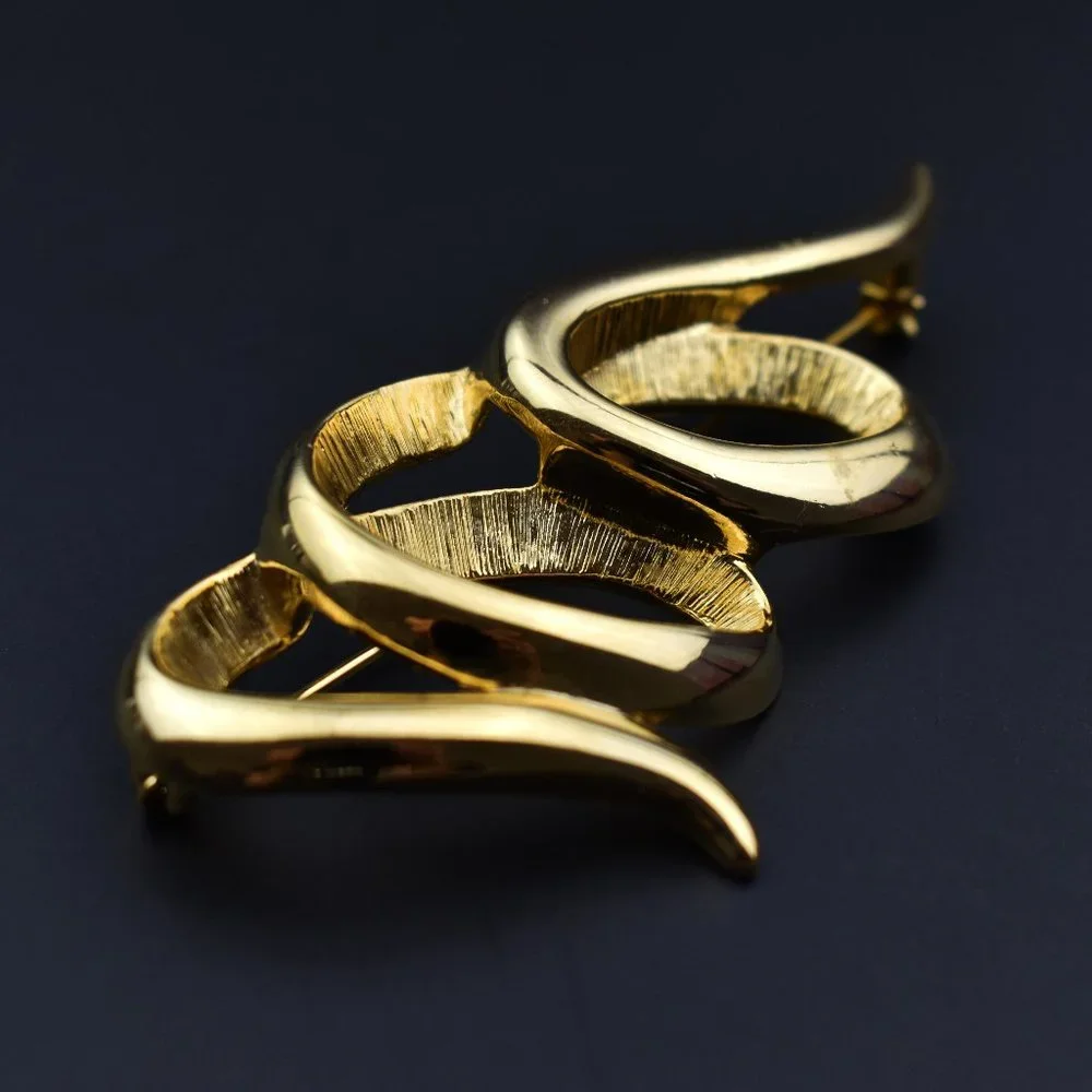 Huge abstract brooch gold, very large quirky lapel pin